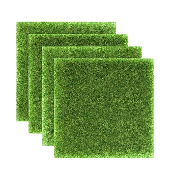 Plastic Artificial Grass for Simulation Lawn, Micro Landscape Garden Decoration, Square, Lime Green, 150x150mm