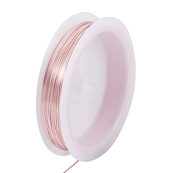 Copper Wire, Round, for Jewelry Making, Pink, 22 Gauge, 0.6mm, about 59.06 Feet(18m)/Roll