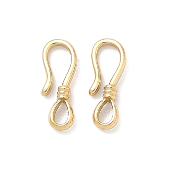 304 Stainless Steel Hooks, Ion Plating(IP), Real 18K Gold Plated, 12x4.5x2mm, Hole: 3x2mm