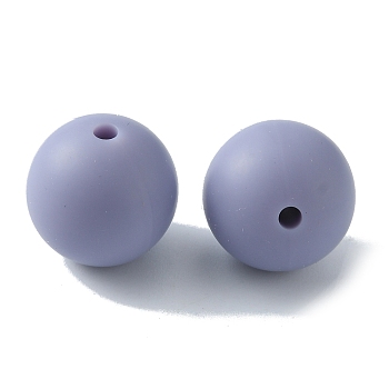Food Grade Eco-Friendly Silicone Beads, Round, Gray, 15mm, Hole: 2mm
