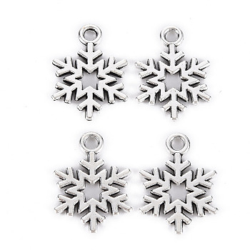 Tibetan Style Alloy Pendants, Lead Free & Cadmium Free, Christmas, Snowflake, Antique Silver, 18.5x13.5x1mm, Hole: 2mm
