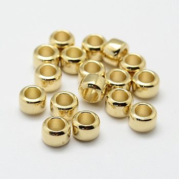Brass Beads, Column, Nickel Free, Raw(Unplated), 6.5x4.5mm, Hole: 4mm