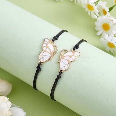 2Juego de pulseras de eslabones de mariposa con esmalte de latón blanco(JB732B)-5
