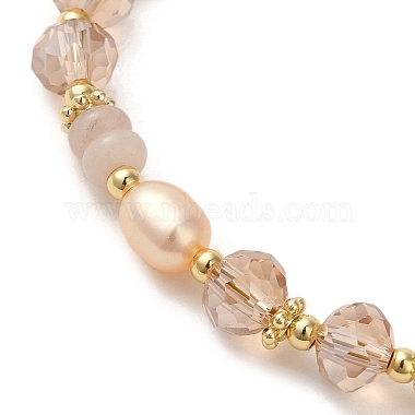Natural Pearl & Pink Aventurine Beaded Bracelets(BJEW-C051-40G)-2