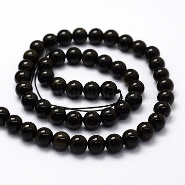 Natural Golden Sheen Obsidian Beads Strands(X-G-F364-08-8mm)-2