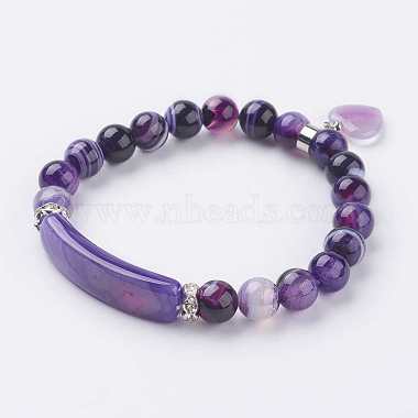 Natural Agate Beads Charm Bracelets(BJEW-K164-C)-2