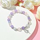 8mm Round Natural Aquamarine & Rose Quartz & Amethyst Beaded Stretch Bracelets(BJEW-TA00502)-2