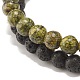 2Pcs 2 Style Natural Serpentine/Green Lace & Lava Rock Round Beaded Stretch Bracelets Set with Column Synthetic Hematite(BJEW-JB07575)-5