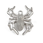 Halloween Theme 304 Stainless Steel Pendants, Stainless Steel Color, Non-Tarnish, Spider, 41x35x8.5mm, Hole: 3.4mm(STAS-A120-04C-P)