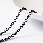 304 Stainless Steel Cable Chains, Welded, with Spool, Oval, Faceted, Ion Plating(IP), Electrophoresis Black, 3x2x0.6mm, about 65.61 Feet(20m)/roll(CHS-L014-08B)
