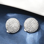 Half Round Brass Micro Pave Clear Cubic Zirconia Clip-on Earrings, Long-Lasting Plated, Cadmium Free & Lead Free, Rack Plating, Platinum, 16.5x15mm(EJEW-M082-14P)