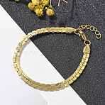 304 Stainless Steel Snake Link Chain Bracelets for Women, Ion Plating(IP), Golden, 7-1/8x1/8 inch(18x0.45cm)(BJEW-F488-22G)