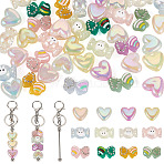 DIT Keychain Making Kits, including 10Pcs Stainless Steel Beadable Keychain Bar, 40Pcs Acrylic Beads, Mixed Shapes, Mixed Color, 148mm(DIY-TA0014-01)