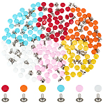 180Pcs Flat Round Baking Paint  Zinc Alloy Snap Rivet Butt Screw, for Scrapbook Photo Albums Binding and Leather Saddles Purses Belt Repar, Mixed Color, 7x3.5mm, Hole: 2.5mm, 30pcs/color(FIND-GF0009-30A)