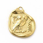 304 Stainless Steel Pendants, Athenian Tetradrachm Charms, Golden, 20.5x18.5x2.5mm, Hole: 1.8mm(STAS-M305-03G)
