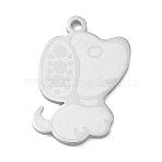 304 Stainless Steel Pendants, Spotted Dog Charms, Polishing, Stainless Steel Color, 24x18.5x1.5mm, Hole: 1.9mm(SA-CBAE115-11P)