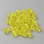 Transparent Acrylic Beads, Faceted, Round, Yellow, 10mm, Hole: 2mm(OACR-SZC0001-01C-04)