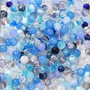 Mixed Style Glass Beads, Round, Dodger Blue, 8~10mm(GLAA-XCP0012-02D)