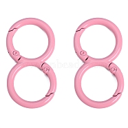 Spray Painted Alloy 8-shaped Keychain Clasps, Spring Buckle DIY Handmade Cartoon Keychain Key Ring Hooks, Pink, 23x43mm(PW-WGE4E28-04)