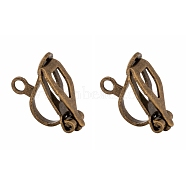 Brass Clip-on Earring Findings, for Non-Pierced Ears, Nickel Free, Antique Bronze, 13x6x7mm, Hole: 1mm(EC109-NFAB)