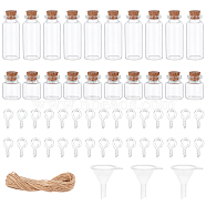 CHGCRAFT Glass Jar Glass Bottles Bead Containers, with Iron Screw Eye Pin Peg Bails, Jute Twine, Plastic Funnel Hopper, Clear, Glass Bottle: 20pcs(AJEW-CA0001-16)