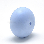Food Grade Eco-Friendly Silicone Beads, Chewing Beads For Teethers, DIY Nursing Necklaces Making, Rondelle, Light Blue, 23x15mm, Hole: 3mm(SIL-Q001-57)
