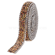 Hotfix Rhinestone Tape, with Glass Tube Beads, for Costume Accessories, Belt Decoration, Goldenrod, 10x2mm(DIY-WH0188-89A)