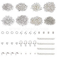 Elite DIY Jewelry Making Finding Kit, Including Iron Folding Crimp Ends & Crimp Beads Covers & End Chains, 304 Stainless Steel Bead Tips & Jump Rings, Brass Crimp Beads, Alloy Lobster Claw Clasps, Mixed Color, 1480Pcs/box(DIY-PH0009-76)