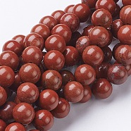 Natural Red Jasper Round Beads Strands, FireBrick, 10mm, Hole: 1mm, about 38pcs/strand, 15.5 inch(GSR10mmC011)