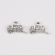 Tibetan Style Alloy Charms, Lead Free & Cadmium Free,  Camping Van/Caravan, Antique Silver, 9.5x13x1mm, Hole: 1.2mm, about 840cs/500g(TIBE-N010-57AS-RS)