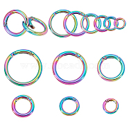 12Pcs 6 Style Rainbow Color Alloy Spring Gate Rings, for Handbag Ornaments Decoration, Cadmium Free & Lead Free, Round Ring, 19.6~47.6x3.8~4.8mm, Hole: 12~38mm, 2pcs/style(FIND-WR0004-15)