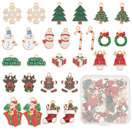 56Pcs 14 Style Christmas Style Alloy Enamel Pendants, Candy Cane & Snowman & Tree & Wreath & Snowflake, Mixed Color, 12.5~33x9~20x1~5mm, Hole: 1.6~3mm, 4pcs/style(ENAM-SC0003-73)