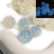 Luminous Plating Acrylic Beads, Iridescent, Glow in the Dark, Rose, Colorful, 16.4mm, Hole: 2mm, about 20pcs/bag(PW-WG10111-01)