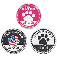 Unicraftale 3Pcs 3 Styles Aluminum Adhesive Car Stickers, Flat Round with Paw Print, Mixed Color, 60~60.5x2.5~3mm, 1pc/style(AJEW-UN0001-76)