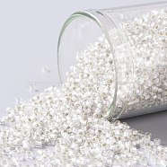 TOHO Round Seed Beads, Japanese Seed Beads, (21F) Silver-Lined Translucent Frosted Crystal Clear, 15/0, 1.5mm, Hole: 0.7mm, about 3000pcs/10g(X-SEED-TR15-0021F)