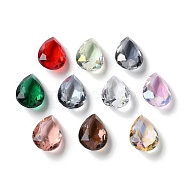 Transparent Glass Rhinestone Cabochons, Faceted, Pointed Back, Teardrop, Mixed Color, 14x10x6mm(RGLA-B003-08A)