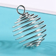 Iron Bead Cage Pendants, for Chime Ball Pendant Necklaces Making, Hollow, Round Charm, Platinum, 30x25mm(BECA-PW0002-05B-P)