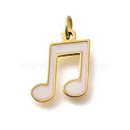 304 Stainless Steel Enamel Charms, with Jump Ring, Musical Note Charms, Real 18K Gold Plated, Ion Plating(IP), WhiteSmoke, 11.5x10.5x1.5mm, Hole: 2.5mm(STAS-R153-15G)