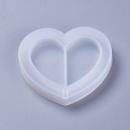Shaker Mold, DIY Quicksand Jewelry Silicone Molds, Resin Casting Molds, For UV Resin, Epoxy Resin Jewelry Making, Heart, White, 45x51x8mm(X-DIY-F031-04)