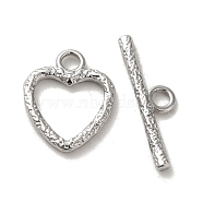 304 Stainless Steel Toggle Clasps, Heart, Stainless Steel Color, 16.5x13.5x2mm, Hole: 2.8mm(STAS-C091-01P)
