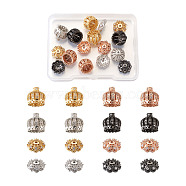Hollow Brass Micro Pave Clear Cubic Zirconia Beads, Tassel Cap Bail, Crown, Mixed Color, 16pcs/Box(ZIRC-TA0001-16)
