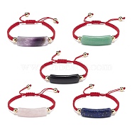 Natural Gemstone Rectangle Braided Bead Bracelet, Adjustable Bracelet for Women, Inner Diameter: 2-1/8~3-3/8 inch(5.3~8.5cm)(BJEW-JB08980)