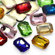 Faceted Rectangle Glass Pointed Back Rhinestone Cabochons, Back Plated, Rectangle Octagon, Mixed Color, 18x13x4.5mm, about 18pcs/bag(RGLA-A017-13x18mm-SM)