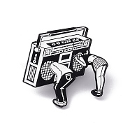Punk Musical Instruments Enamel Pin, Electrophoresis Black Alloy Brooch for Backpack Clothes, Radio Pattern, 27.5x31x2mm, Pin: 1.2mm(JEWB-A005-05-02)