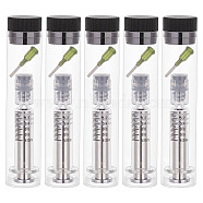 Reusable Glass Dispensing Syringes, with Luer & Needle, for Industry or Labtoratory Liquids Filling, Glue Application, Silver, 9.1x2cm, Capacity: 1ml(0.03fl. oz)(TOOL-WH0001-51A)