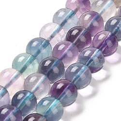 Natural Fluorite Beads Strands, Grade 5A, Round, 7.8~8.8mm, Hole: 1mm, about 47~49pcs/strand, 15.08''~15.24''(38.3~38.7cm)(G-K345-B02-02)