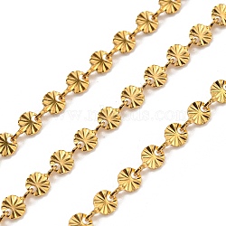 304 Stainless Steel Flower Link Chains, Soldered, with Spool, Real 18K Gold Plated, 6.5x4x2.5mm, 10m/roll(CHS-C009-22G)