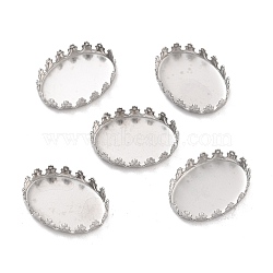 316 Stainless Steel Tray Settings, Serrated Edge Bezel Cups, Oval, Stainless Steel Color, Tray: 18x13mm, 19x14x4mm(STAS-I187-09P)