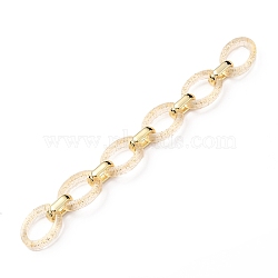 Handmade Transparent Acrylic & CCB Plastic Cable Chains, with Glitter Powder, Golden, Link: 19x12x5mm, Link: 28.5x20x7mm, 39-3/8 inch(100cm)/strand(AJEW-JB00827)