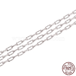 Rhodium Plated 925 Sterling Silver Paperclip Chains, Soldered, Platinum, 4.7x1.7mm(STER-WH0011-07P)